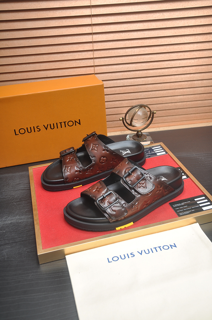 Louis Vuitton Men's Leather Sandals | Stylish Summer Slides 4 i1746725400397 6083 0 2