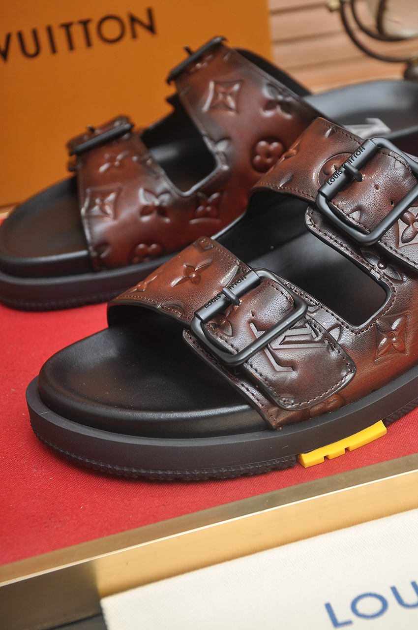 Louis Vuitton Men's Leather Sandals | Stylish Summer Slides 8 i1746725400951 615 0 6