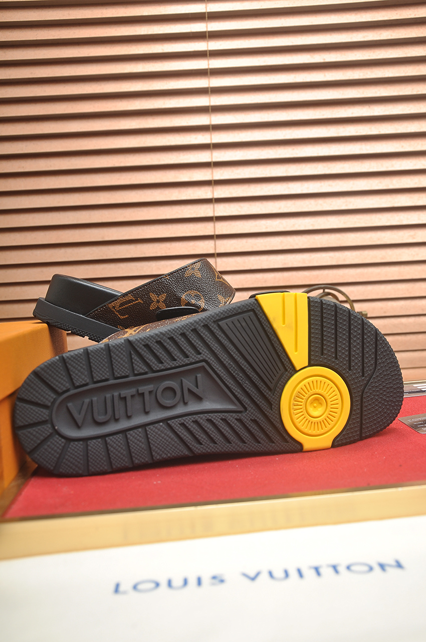 Louis Vuitton Men's Monogram Leather Sandals Slides, Summer Style 7 i1746725436824 3724 0 5