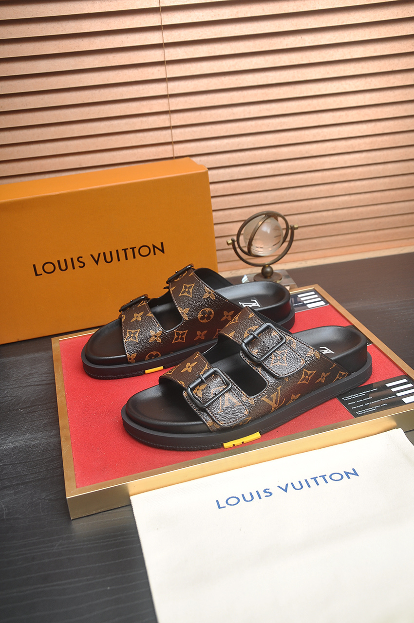 Louis Vuitton Men's Monogram Leather Sandals Slides, Summer Style 4 i1746725436851 7220 0 2