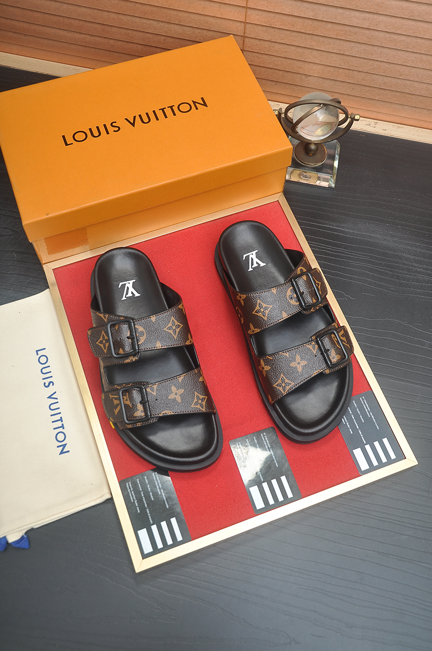 Louis Vuitton Men's Monogram Leather Sandals Slides, Summer Style 10 i1746725437426 1517 0 8
