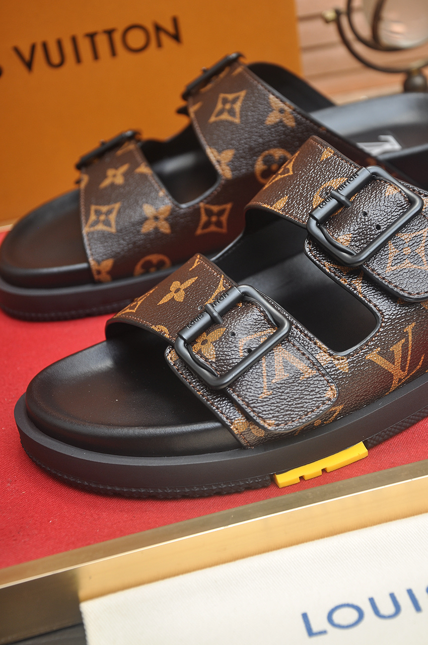 Louis Vuitton Men's Monogram Leather Sandals Slides, Summer Style 9 i1746725437426 4703 0 7
