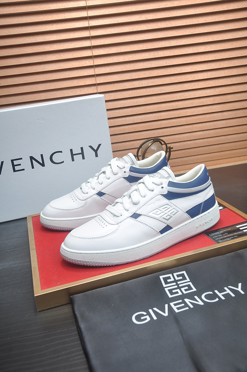 Givenchy Men's White & Blue Leather Sneakers Designer Athletic Shoes 5 i1746983239445 6546 0 3