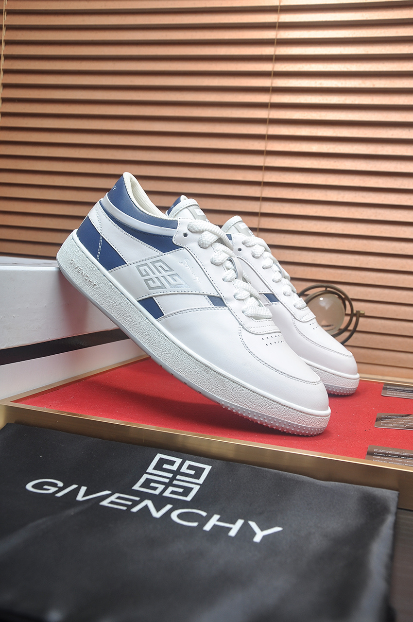 Givenchy Men's White & Blue Leather Sneakers Designer Athletic Shoes 4 i1746983239475 797 0 2