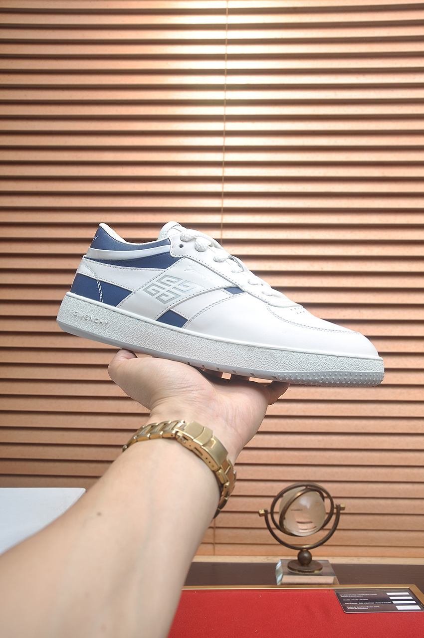 Givenchy Men's White & Blue Leather Sneakers Designer Athletic Shoes 2 i1746983239967 3886 0 0