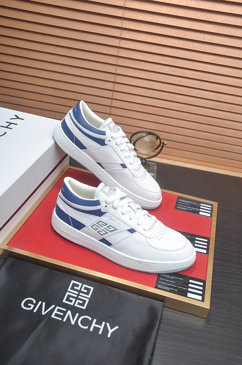 Givenchy Men's White & Blue Leather Sneakers Designer Athletic Shoes 7 i1746983239967 7401 0 5