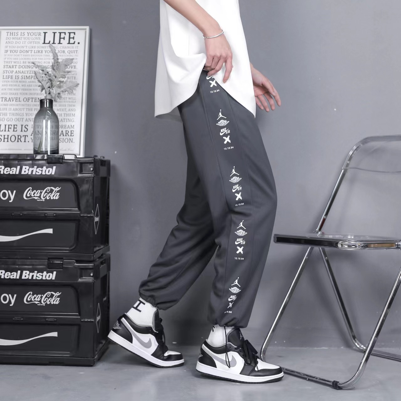 Nike XAJ Jordan Autumn 2024 Co-Living Jersey Pairs: High-Quality Embroidered Longpants. - 图片 3