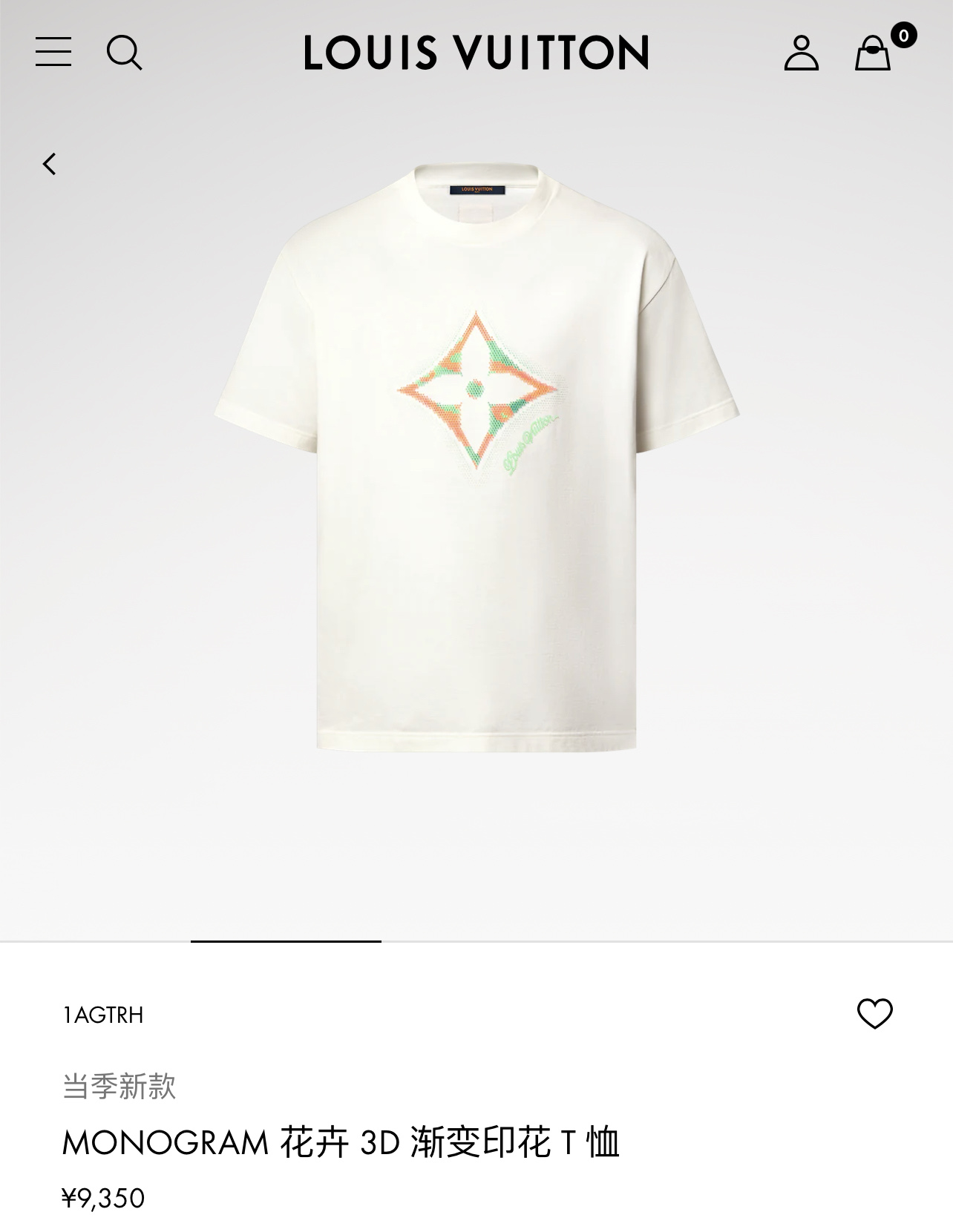 Louis Vuitton Monogram Floral 3D T-Shirt - Gradient Print Crew Neck Tee