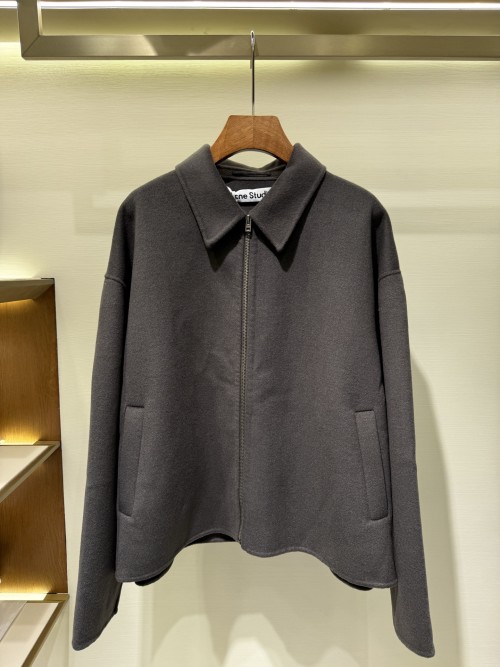 Acne Studios Wool Blend Zip-Up Jacket with Point Collar - Modern & Relaxed Fit 1 Acne Studios Wool Blend Zip-Up Jacket with Point Collar - Modern & Relaxed Fit