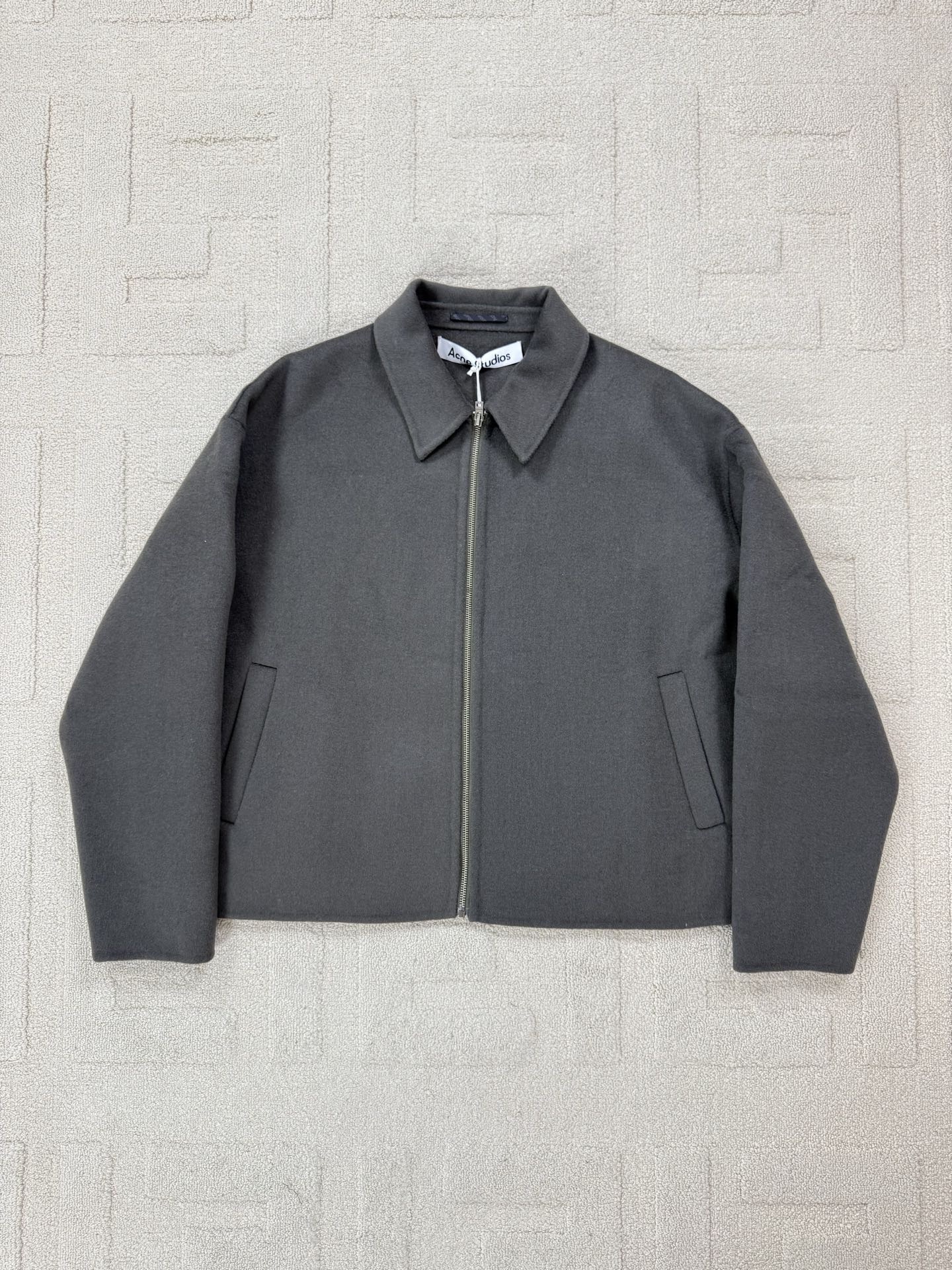 Acne Studios Wool Zip-Up Jacket with Point Collar