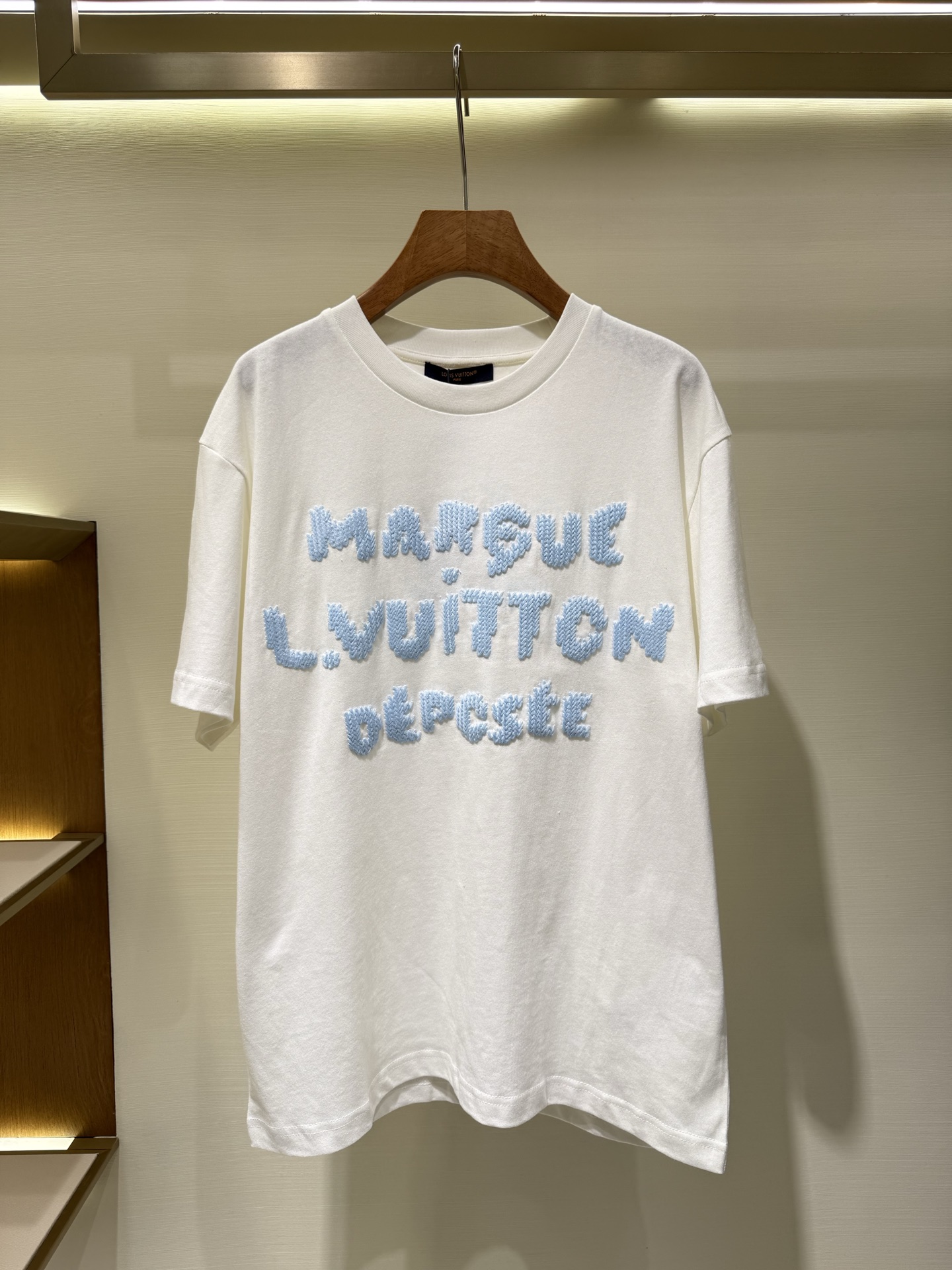 Louis Vuitton Blue Wool Embroidered Short Sleeve T-Shirt - Unisex Cotton Tee