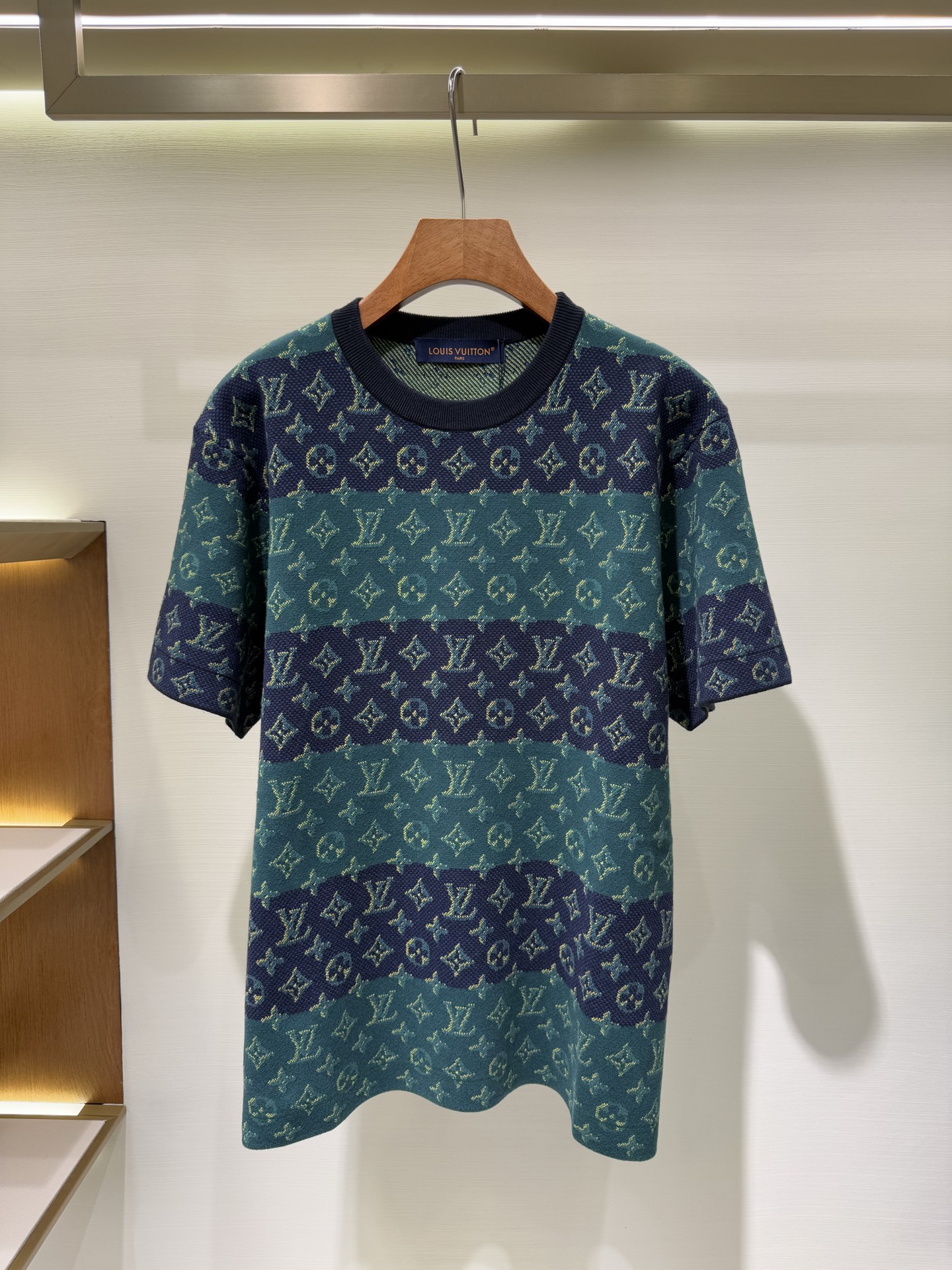 Louis Vuitton Monogram Jacquard Jersey Crew Neck Tee - Striped Pattern