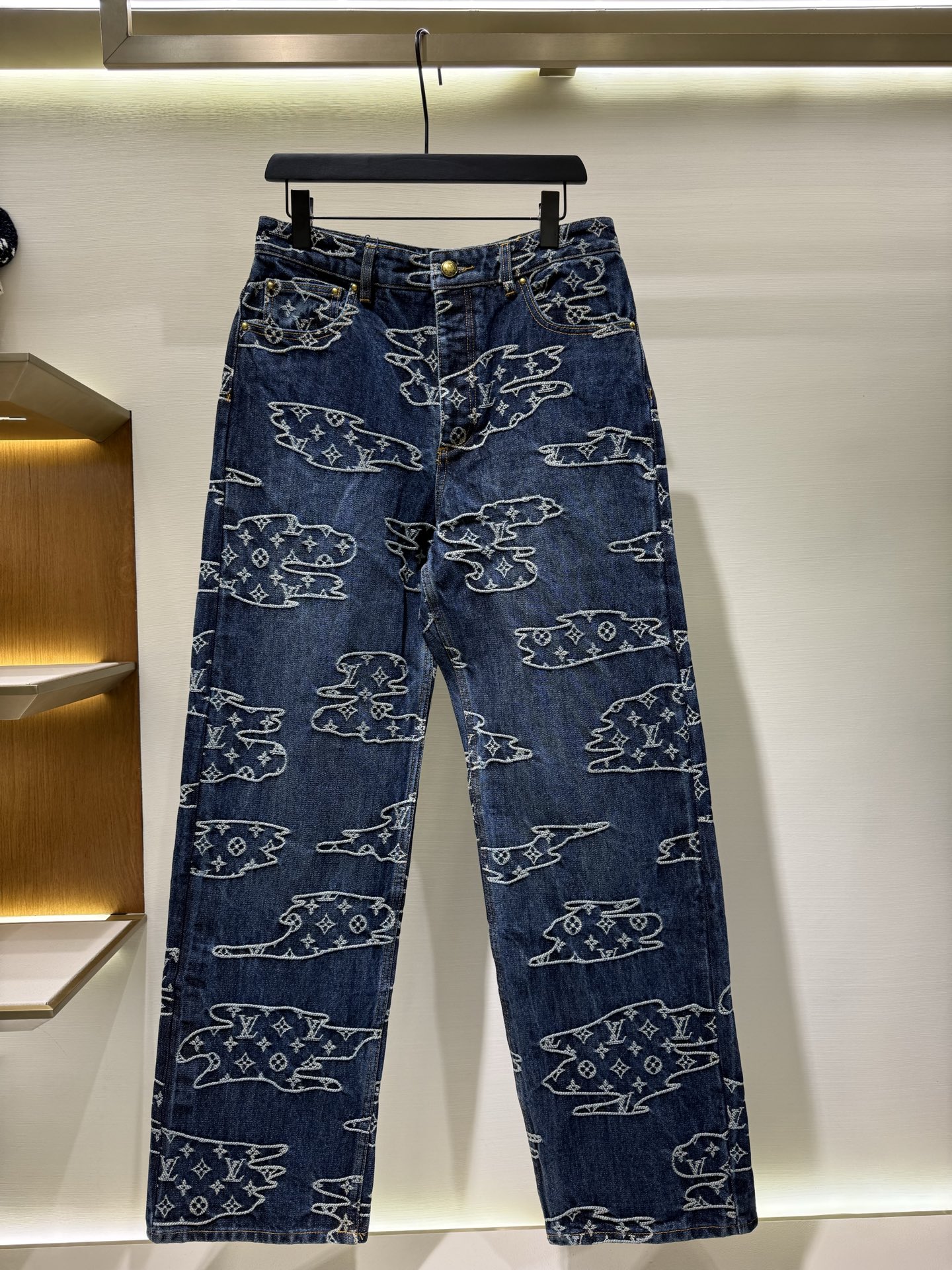 LV X Pharrell Williams Monogram Clouds Jacquard Denim Pants - Straight Fit