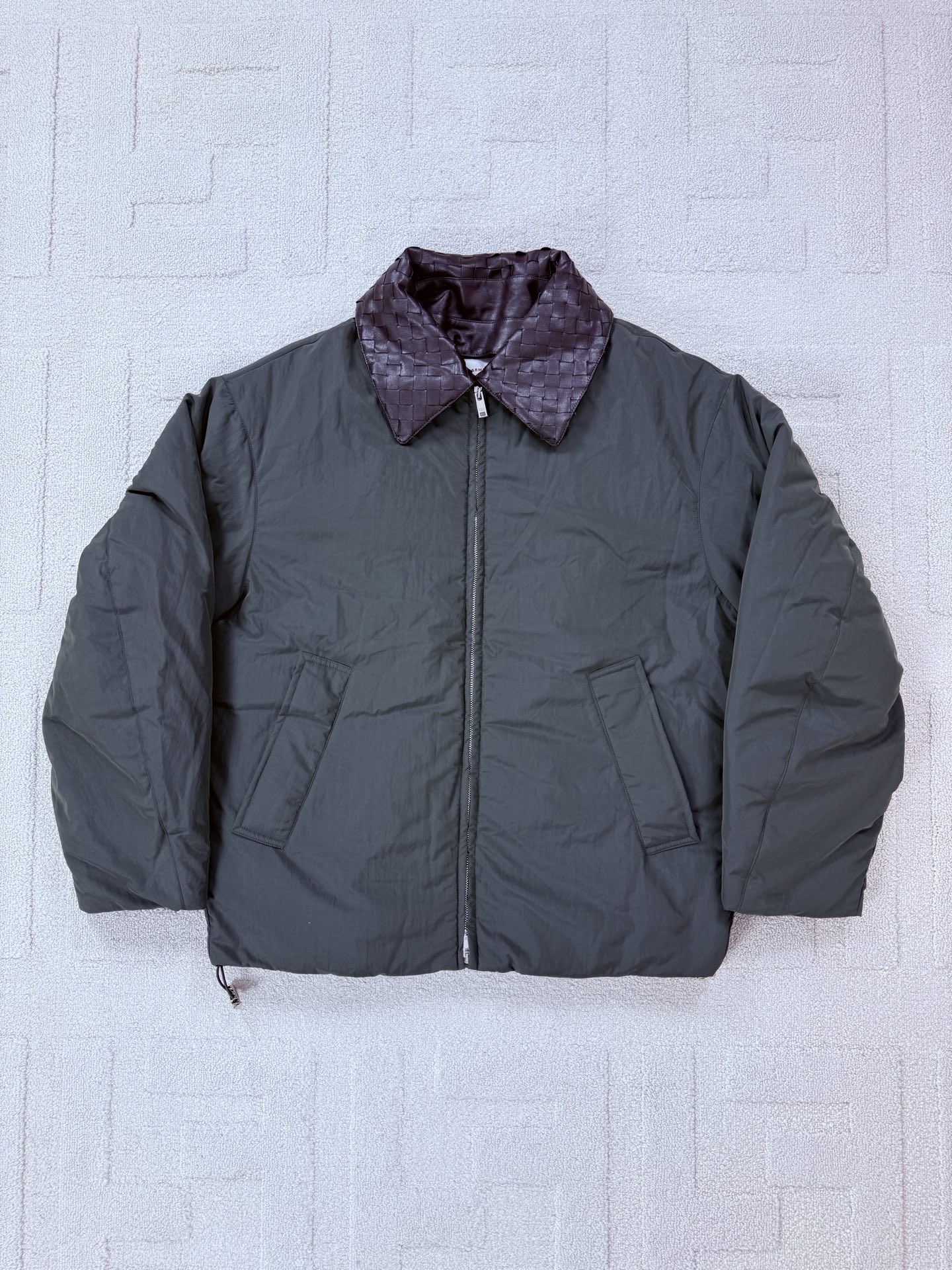 Bottega Veneta Nylon Jacket with Detachable Intrecciato Leather Collar