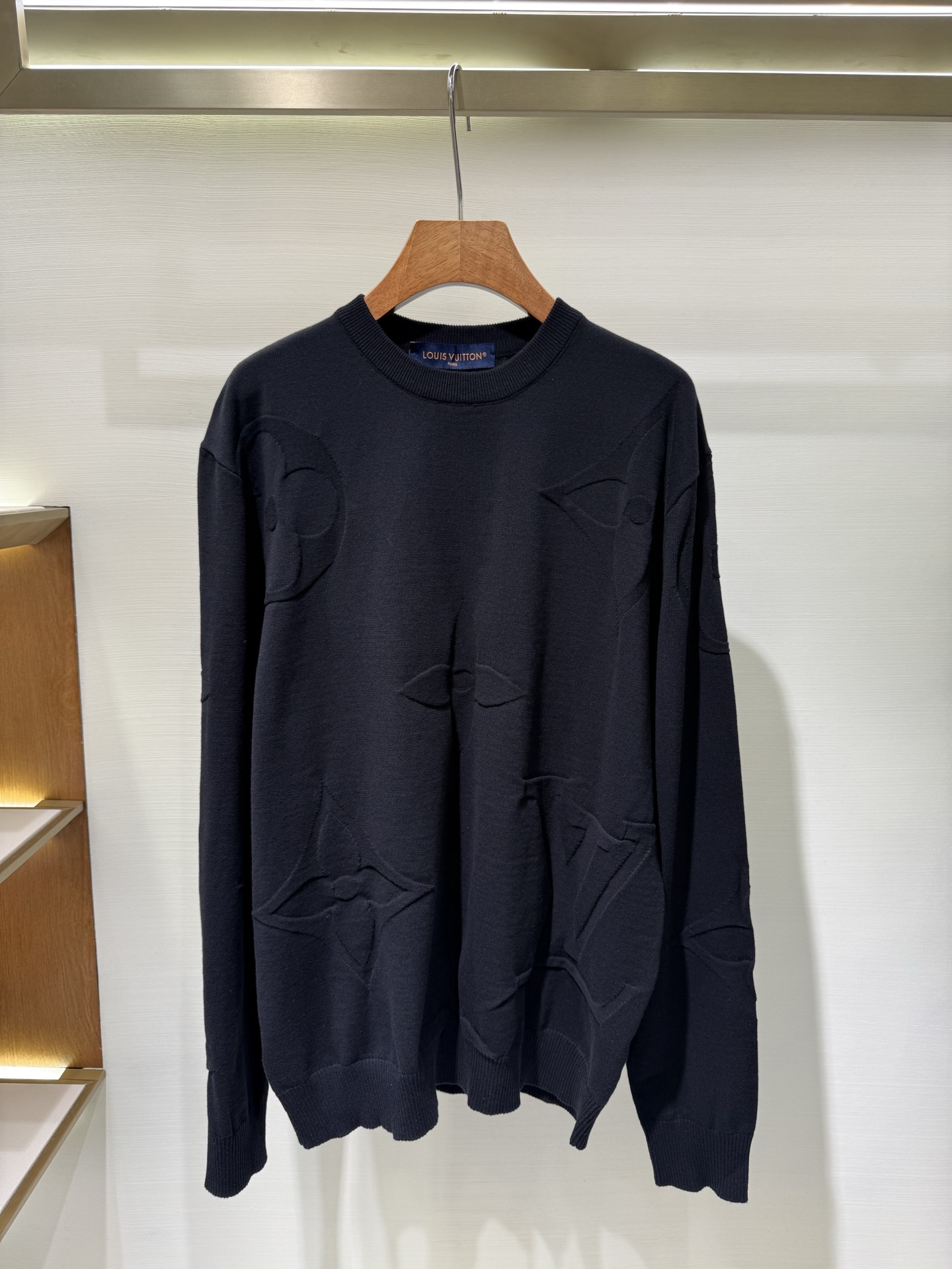 Louis Vuitton Black Monogram Macro Jacquard Crewneck Cotton Sweater