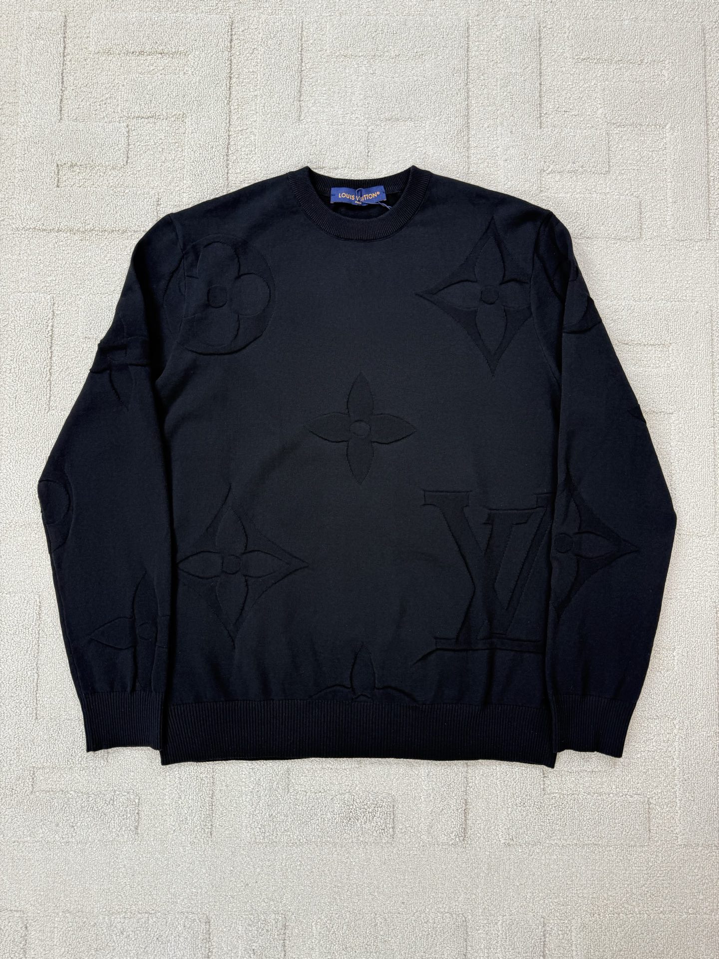 Louis Vuitton Black Monogram Jacquard Knit Long Sleeve Sweater