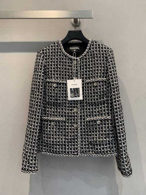 Elegante Chaqueta de Tweed con Diseño de Pata de Gallo, Estilo Clásico 1 Elegante Chaqueta de Tweed con Diseño de Pata de Gallo, Estilo Clásico