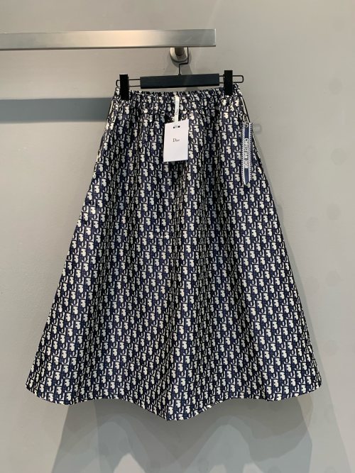 Dior Oblique Jacquard Skirt, Blue Technical Taffeta, Iconic Pattern 1 Dior Oblique Jacquard Skirt, Blue Technical Taffeta, Iconic Pattern