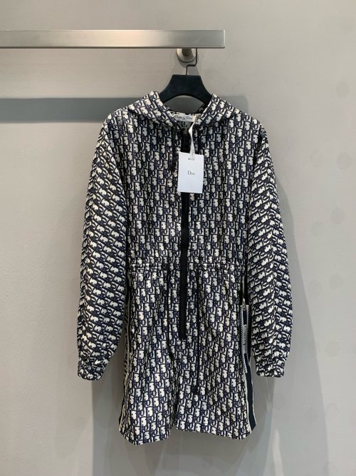 Dior Oblique Print Hooded Jumpsuit, Long Sleeve Romper with Drawstring Waist 1 Dior Oblique Print Hooded Jumpsuit, Long Sleeve Romper with Drawstring Waist