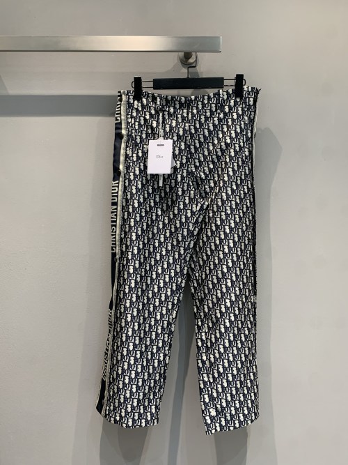 Dior Oblique Print Technical Taffeta Jacquard Pants - Navy Blue & Off-White 1 Dior Oblique Print Technical Taffeta Jacquard Pants - Navy Blue & Off-White