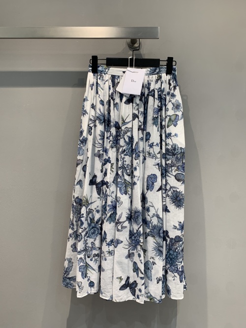 Dior Mexico Butterfly Print Midi Skirt, White and Midnight Blue Cotton 1 Dior Mexico Butterfly Print Midi Skirt, White and Midnight Blue Cotton