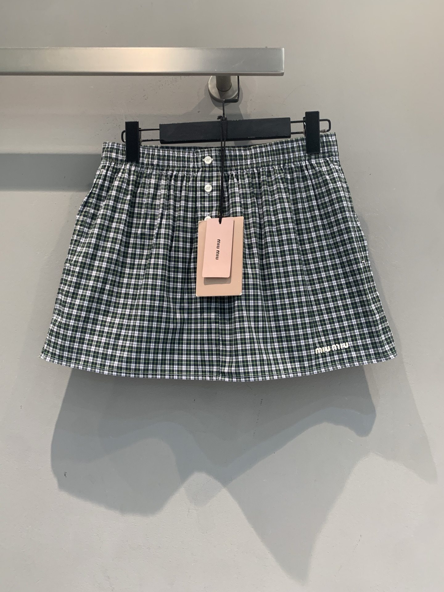 Miu Miu Green Check Mini Skirt
