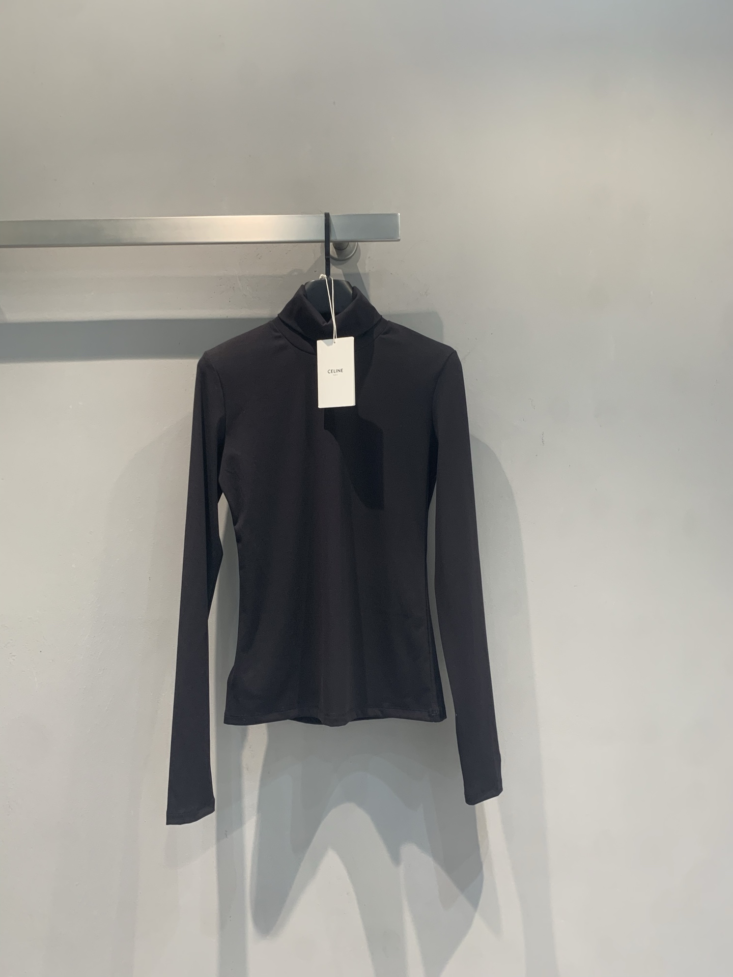 Celine Black Mock Neck Long Sleeve Top