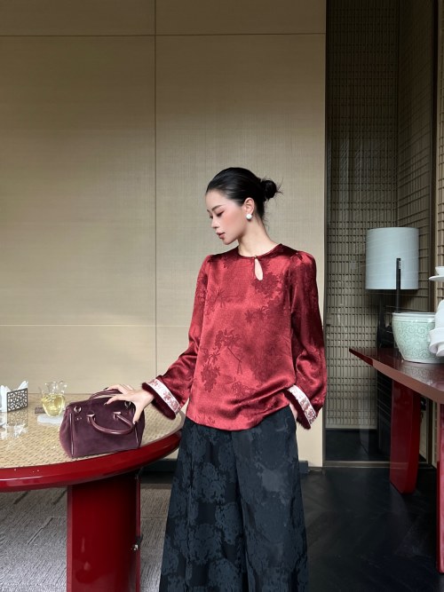 Silk Blend Blouse with Ostrich Feather Cuffs Elegant Top for Women 1 Silk Blend Blouse with Ostrich Feather Cuffs Elegant Top for Women