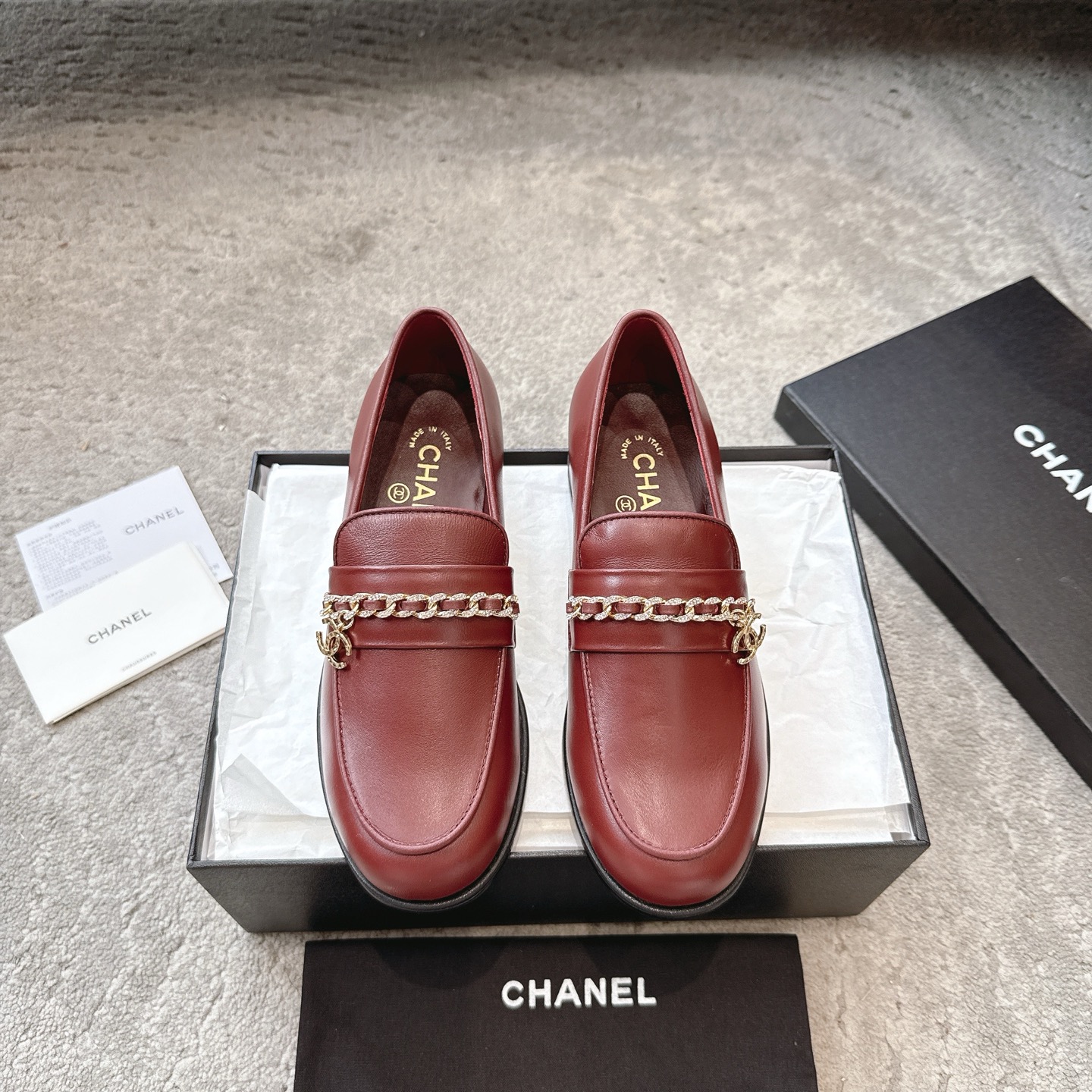 CHANEL мулы  лоферы｜рэтра-раскошныя лоферы｜падвойная C металічная спражка + воскаваная скура цяляці