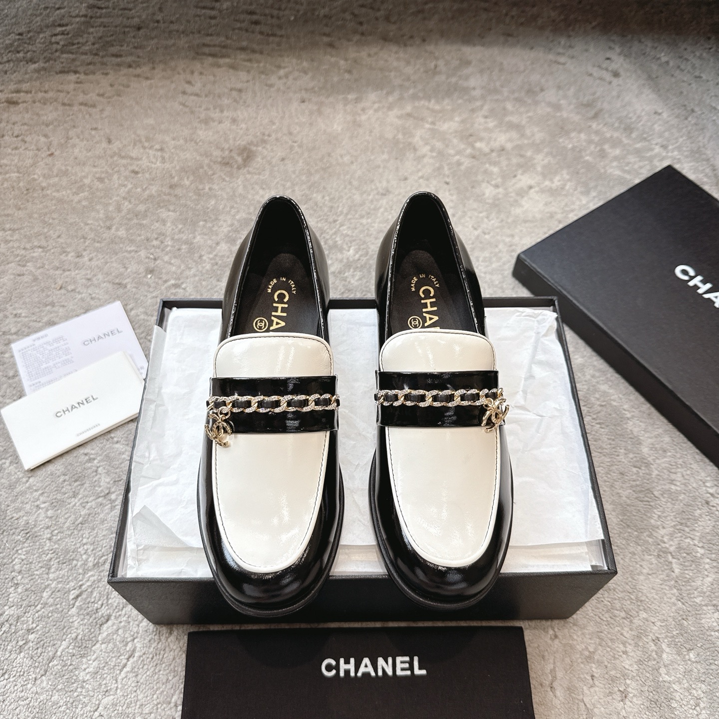 CHANEL мулы  лоферы｜рэтра-раскошныя лоферы｜падвойная C-металічная спражка + воскаваная цялячая скура