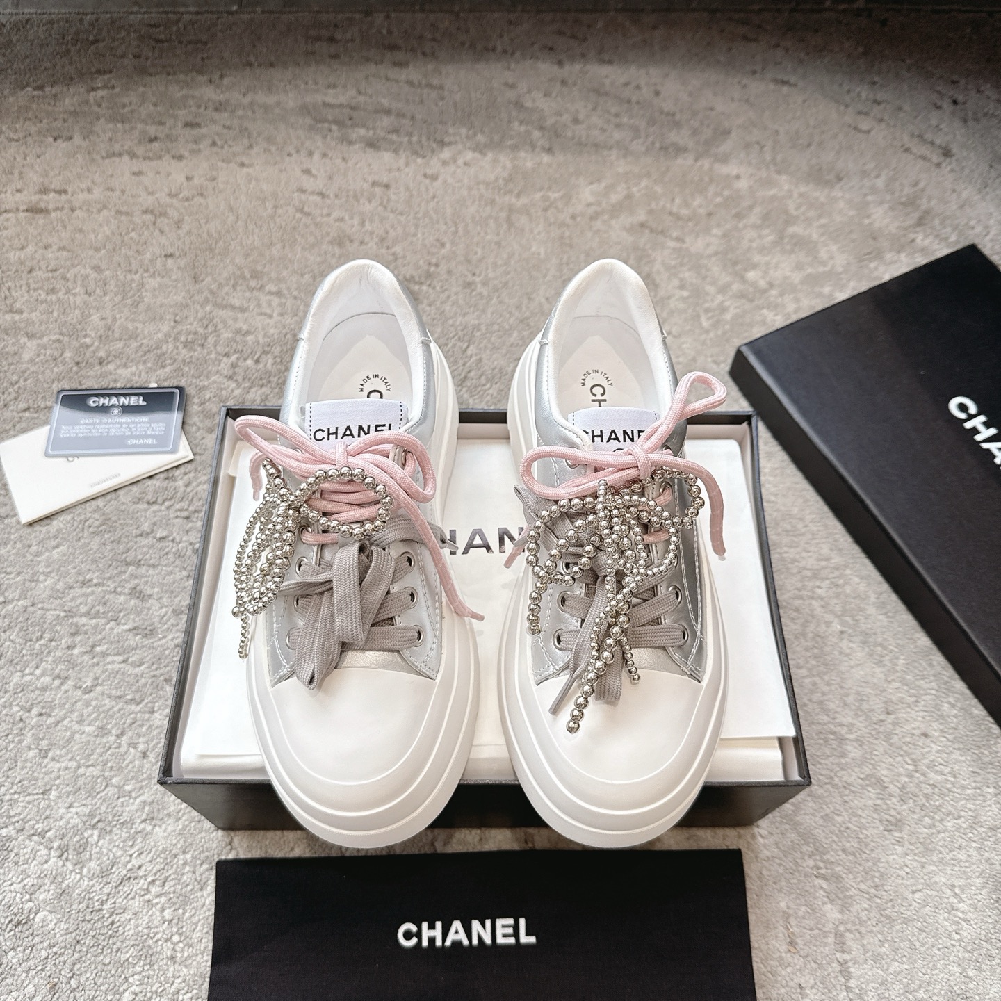 CHANEL красоўкі кэжуал абутак сінхронна з афіцыйным сайтам кэжуал спартыўны стыль шліфаваная скура