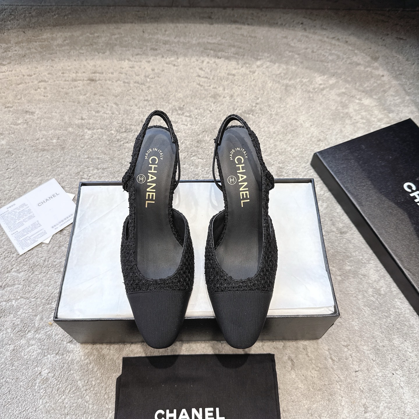 CHANEL トップクラス カウンター級 Sling-back オーダーメイド 白百合同款 混種シープスキン+グリッター切替