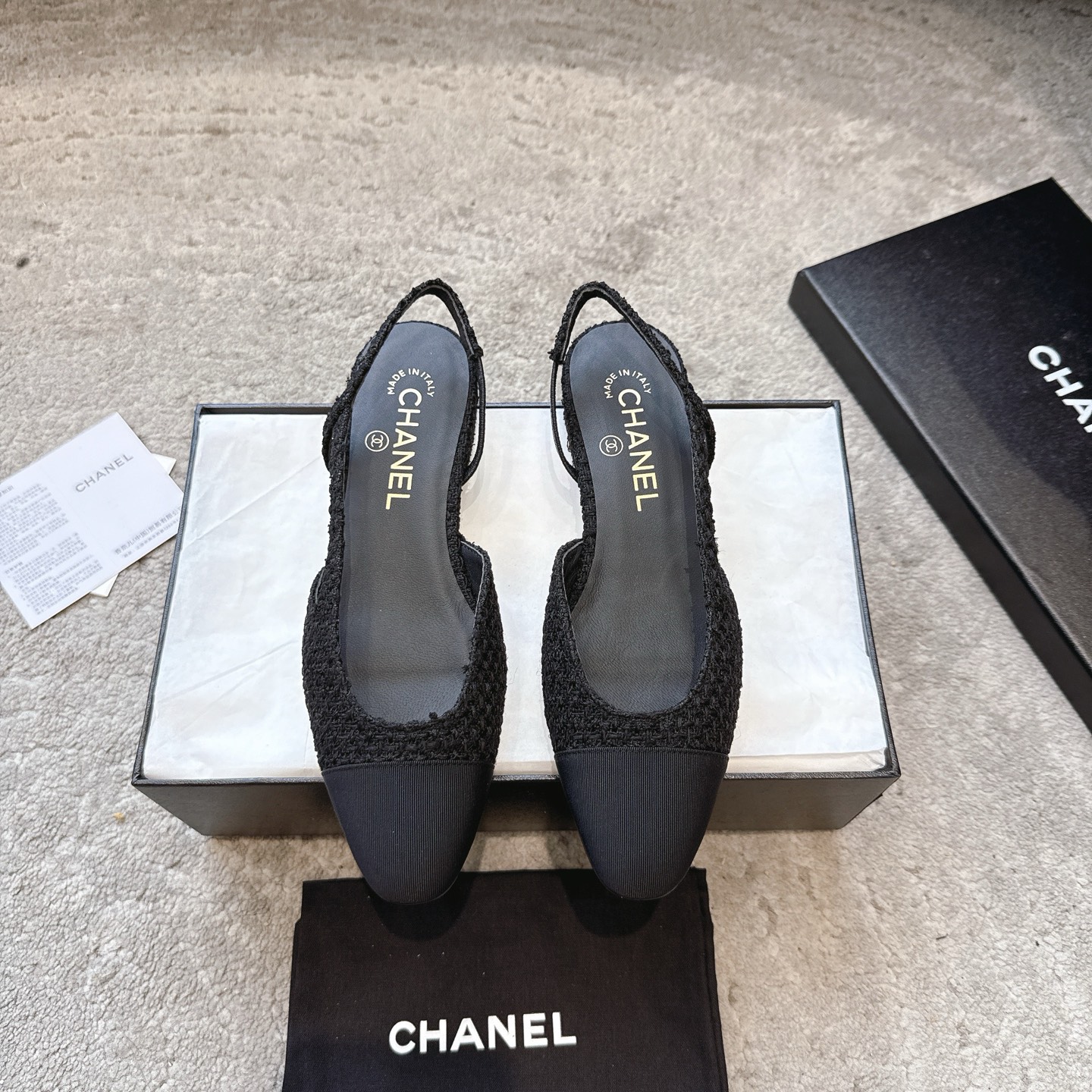 CHANEL トップクラス カウンター級 Sling-back カスタム 白百合同款 混種羊皮+グリッター切替