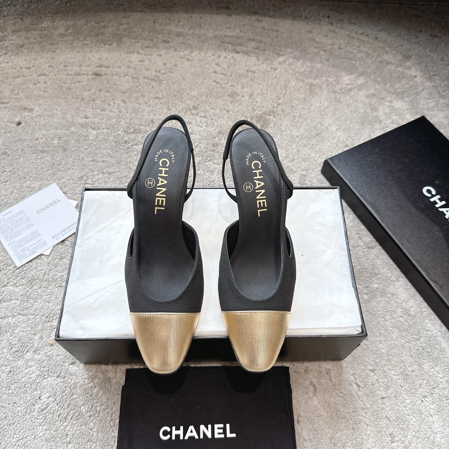 CHANEL トップクラス カウンター級 Sling-back カスタム 白百合同款 混種羊皮+グリッター切替