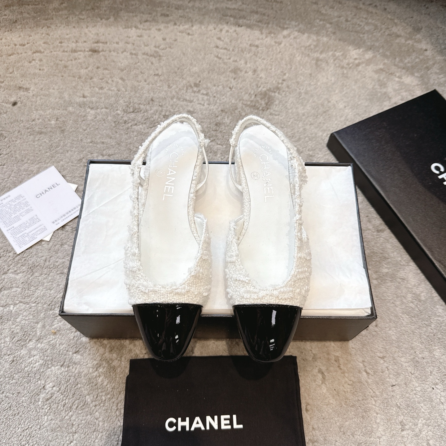 CHANEL トップクラス カウンター級 Sling-back オーダーメイド 白百合同款 混種羊皮+グリッター切替