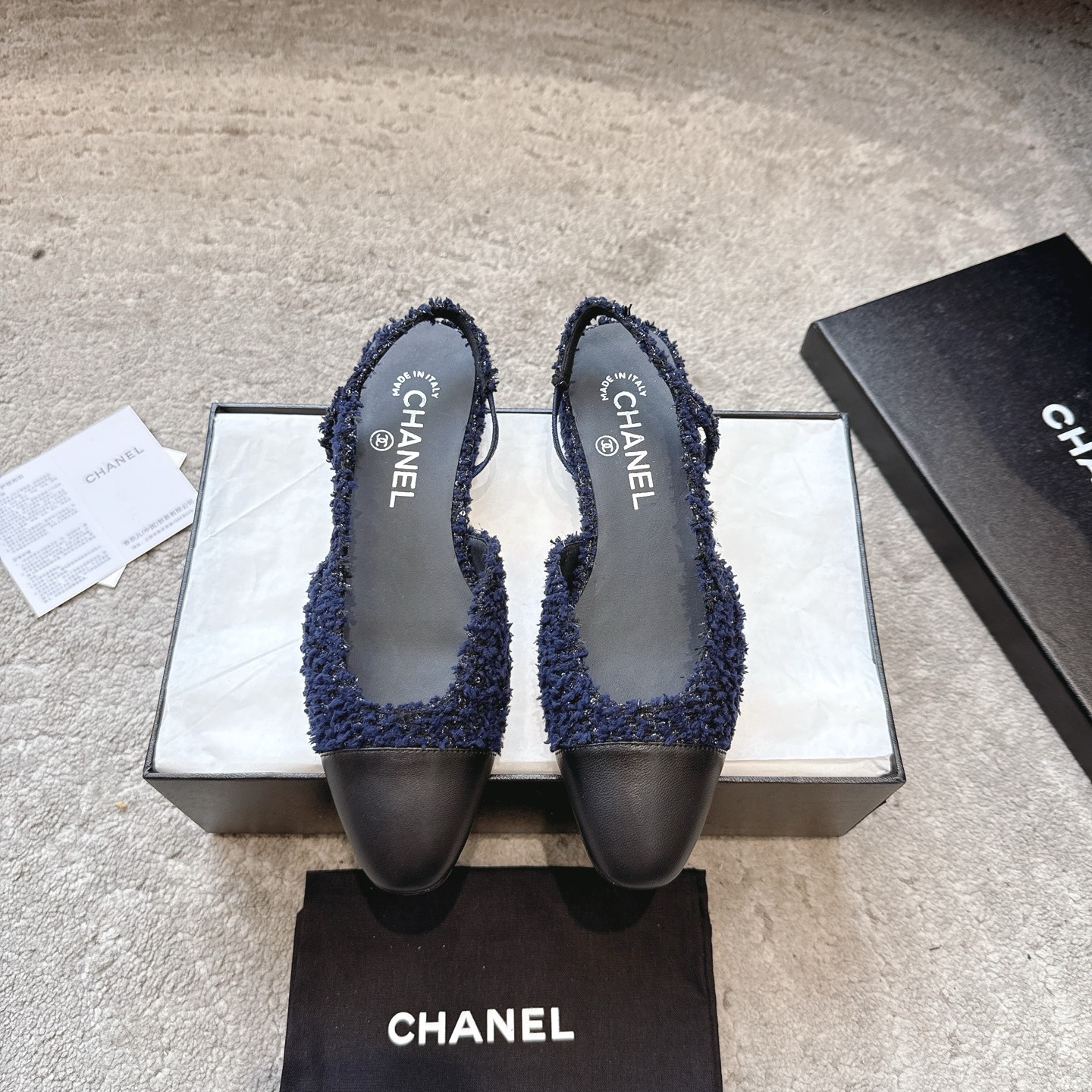 CHANEL トップクラス カウンター級 Sling-back カスタム 白百合同款 混種羊皮+グリッター切替