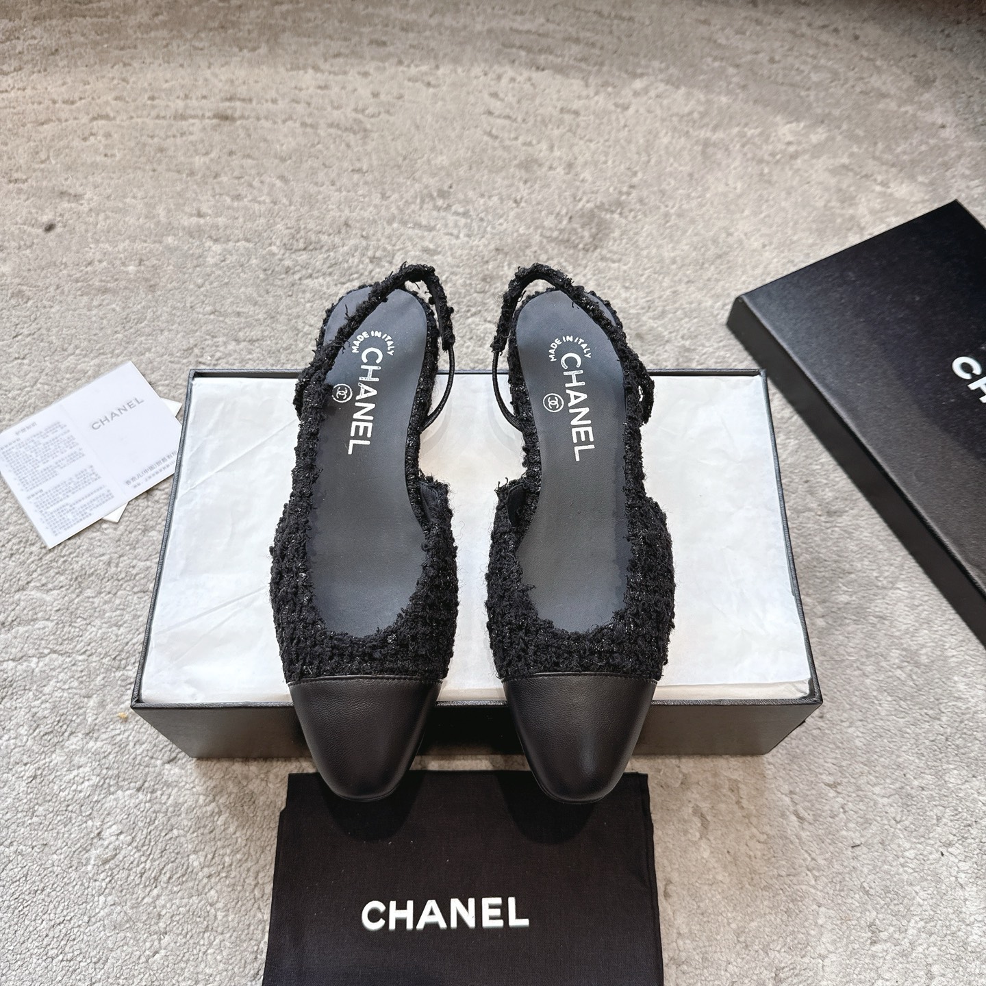 CHANEL トップクラス カウンター級 Sling-back オーダーメイド 白百合同款 混種シープスキン+グリッター切替