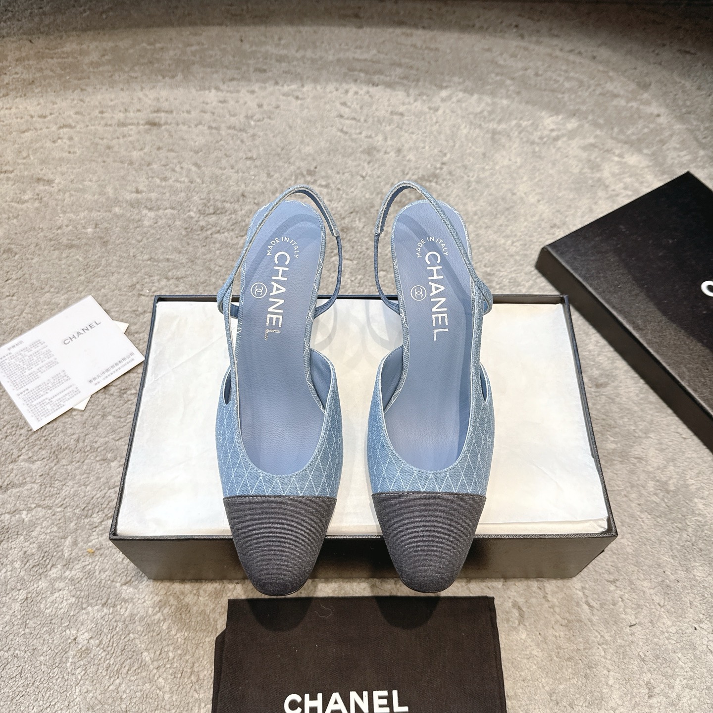 CHANEL トップクラス カウンター級 Sling-back カスタム 白百合同款 混種羊皮+グリッター切替