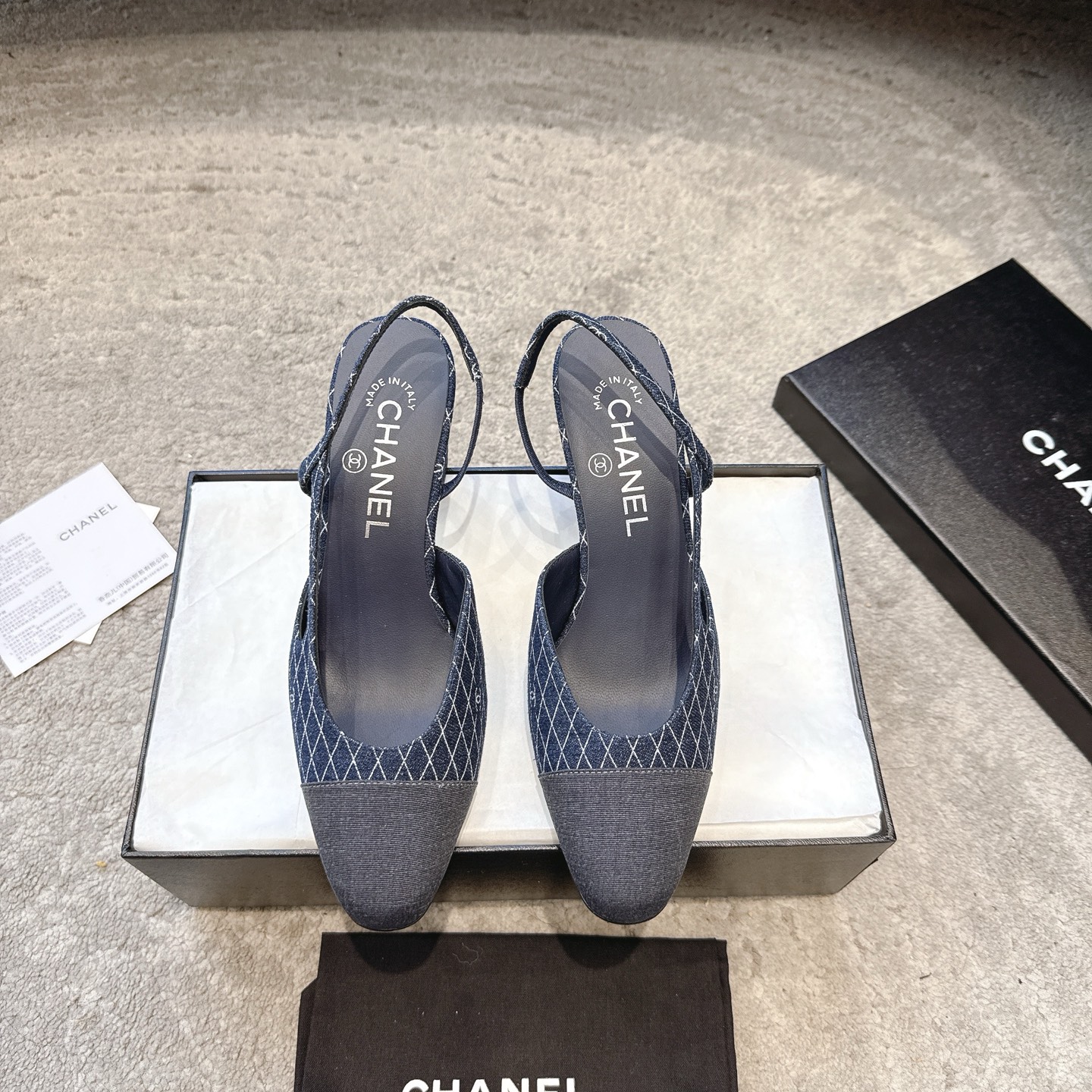 CHANEL トップクラス カウンター級 Sling-back オーダーメイド 白百合同款 混種シープスキン+グリッター切替