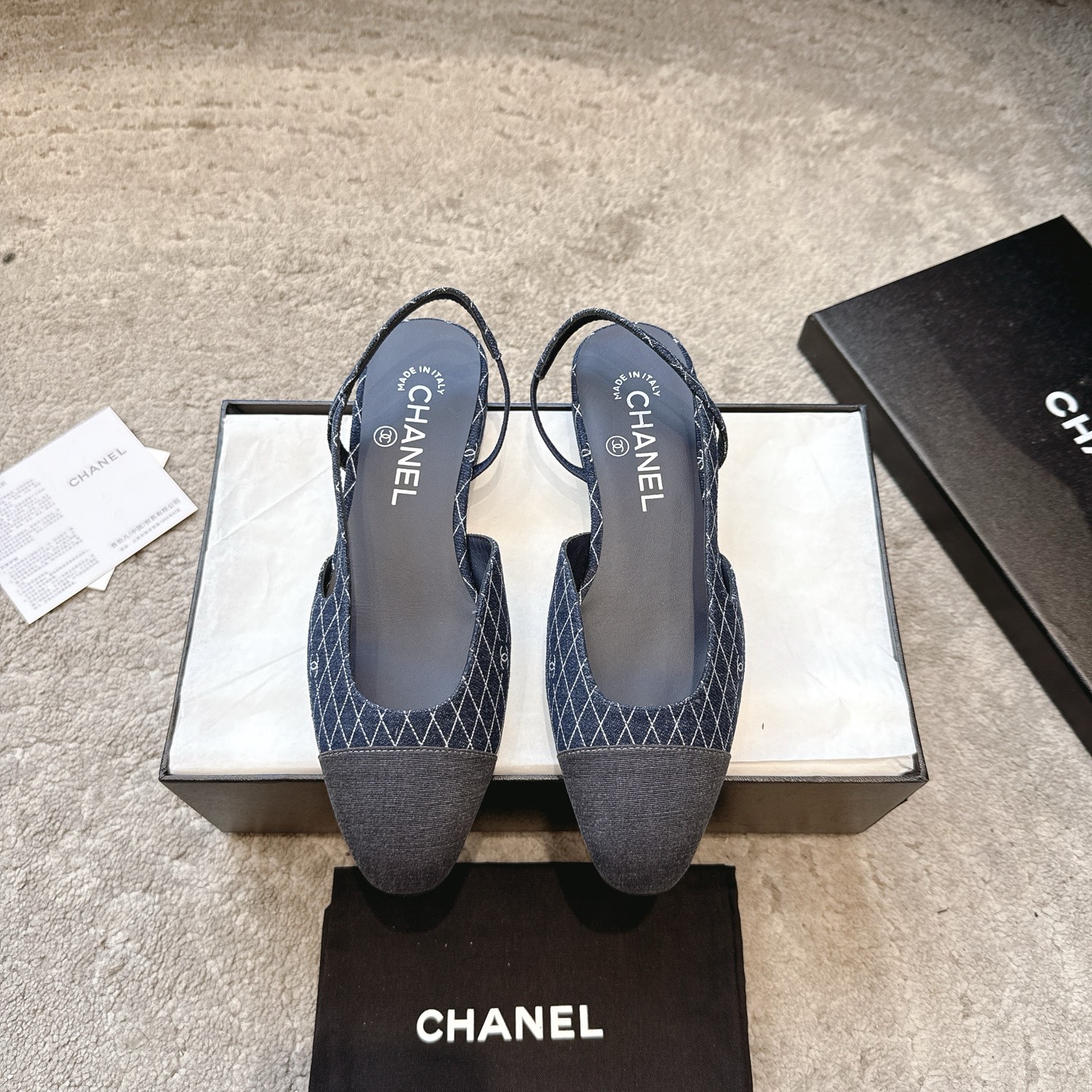 CHANEL トップクラス カウンター級 Sling-back オーダーメイド 白百合同款 混種シープスキン+グリッター切替