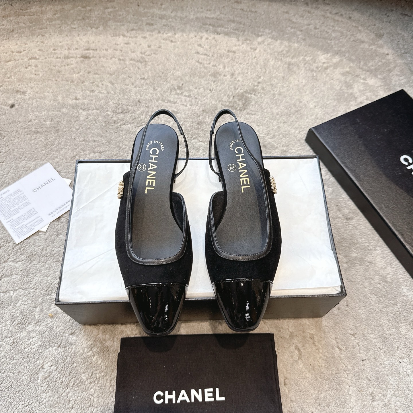 CHANEL トップクラス カウンター級 Sling-back カスタム 白百合同款 混種羊皮+グリッター切替