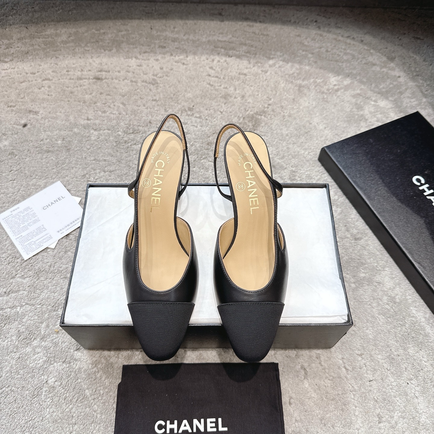 CHANEL トップクラス カウンター級 Sling-back カスタム 白百合同款 混種シープスキン+グリッター切替