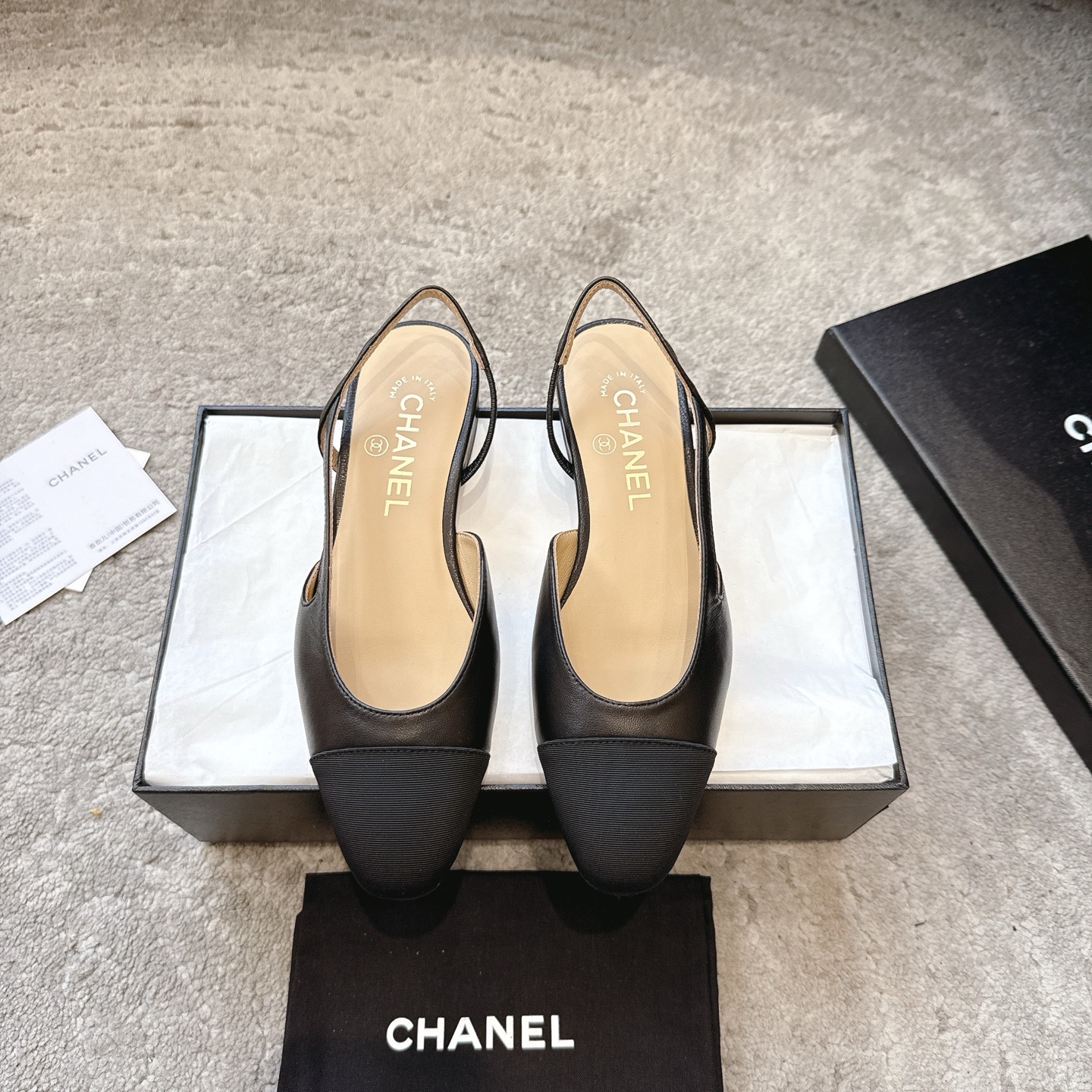 CHANEL トップクラス カウンター級 Sling-back カスタム 白百合同款 混種羊皮+グリッター切替