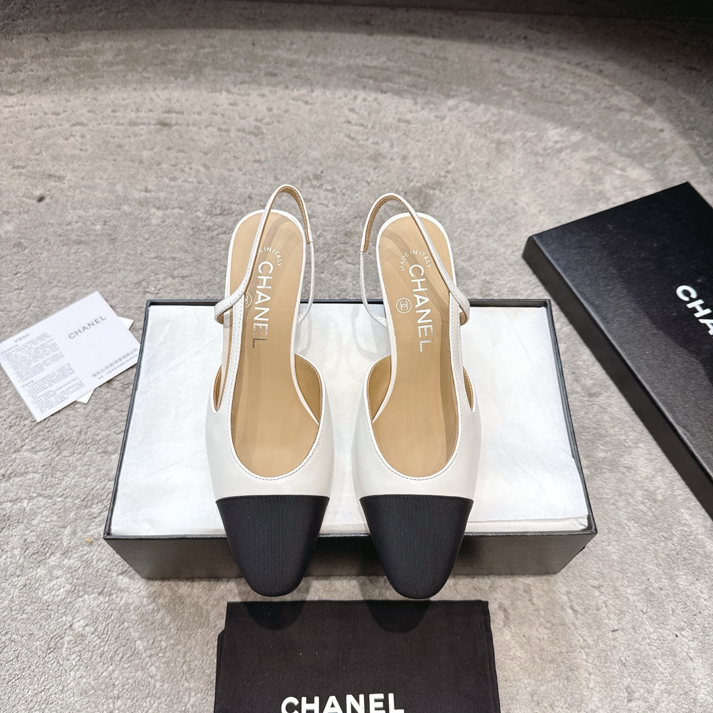 CHANEL トップクラス カウンター級 Sling-back カスタム 白百合同款 混種羊皮+グリッター切替