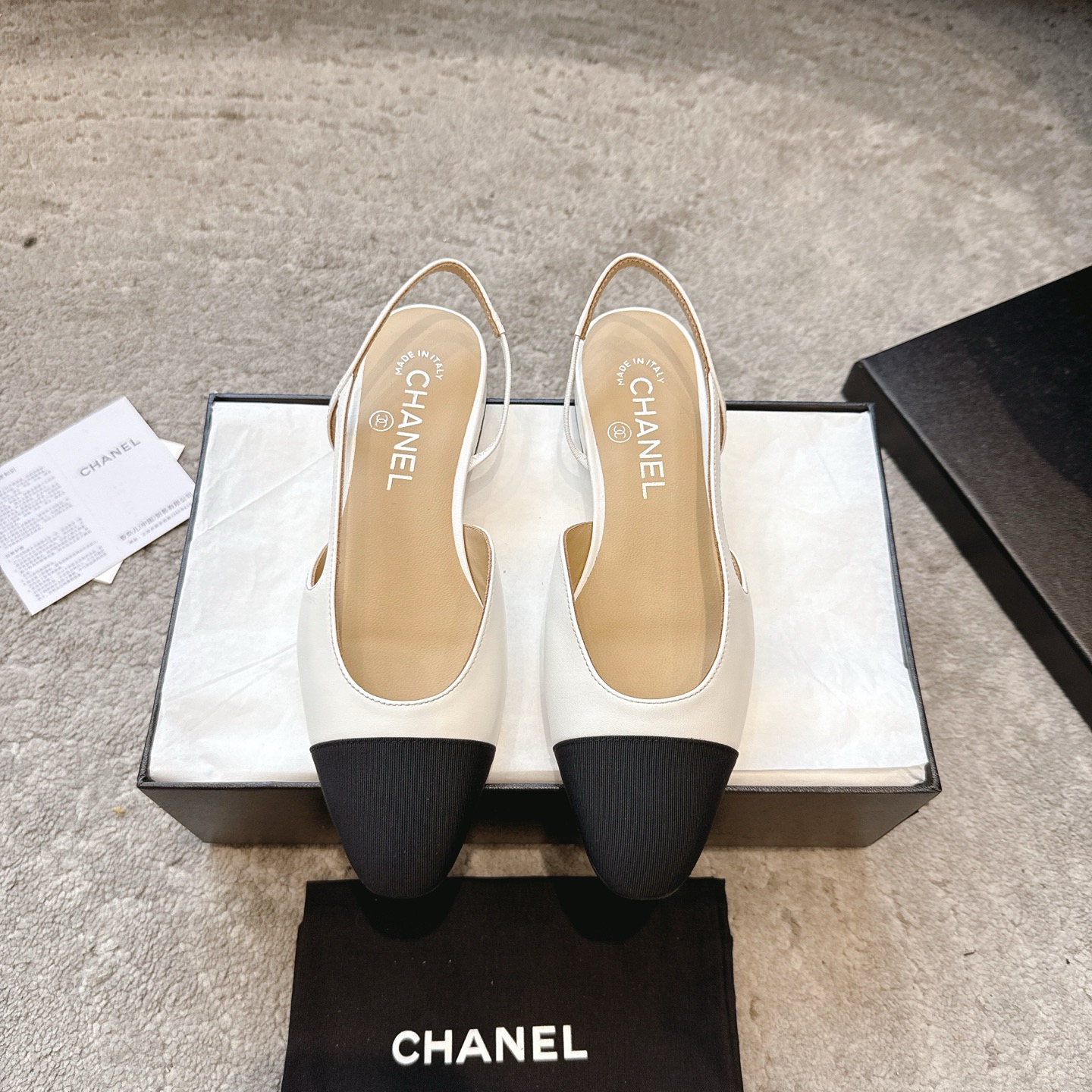 CHANEL トップクラス カウンター級 Sling-back カスタム 白百合同款 混種羊皮+グリッター切替