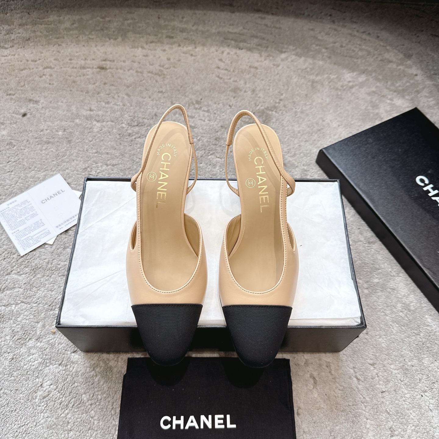 CHANEL トップクラス カウンター級 Sling-back オーダーメイド 白百合同款 混種羊皮+グリッター切替