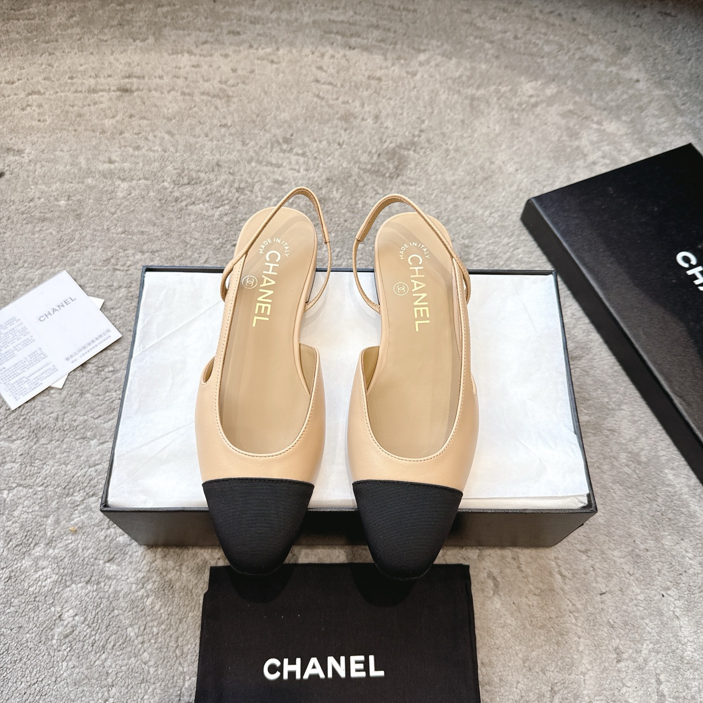 CHANEL トップクラス カウンター級 Sling-back オーダーメイド 白百合同款 混種シープスキン+グリッター切替
