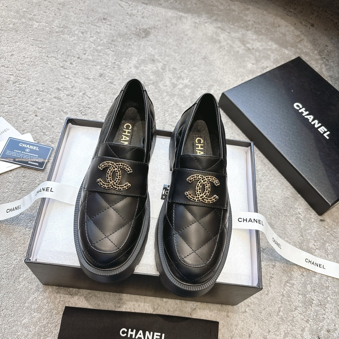 CHANEL мюли лоферы｜винтажные роскошные лоферы｜металлическая пряжка с двойной C + вощёная телячья кожа