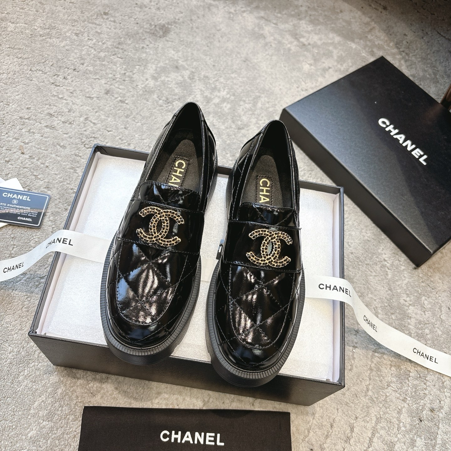 CHANEL мюли лоферы｜винтажные роскошные лоферы｜металлическая пряжка с двойной C + вощёная телячья кожа