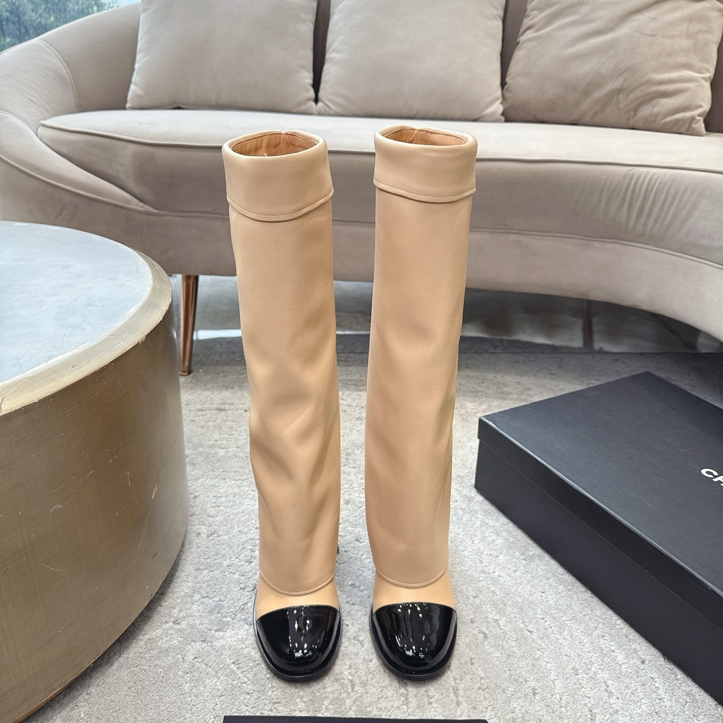 CHANEL 가을/겨울 여성 부츠 슬립온 스트레이트 부츠 라이더 부츠 이탈리아산 천연가죽 아웃솔